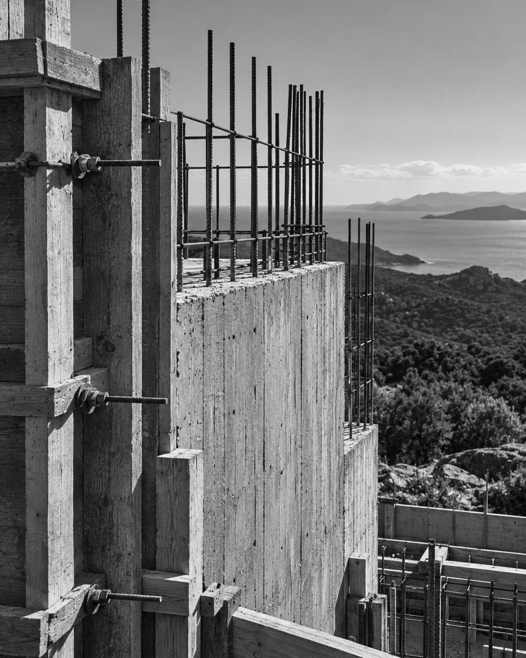 Détail de chantier, coffrage et ferraillage