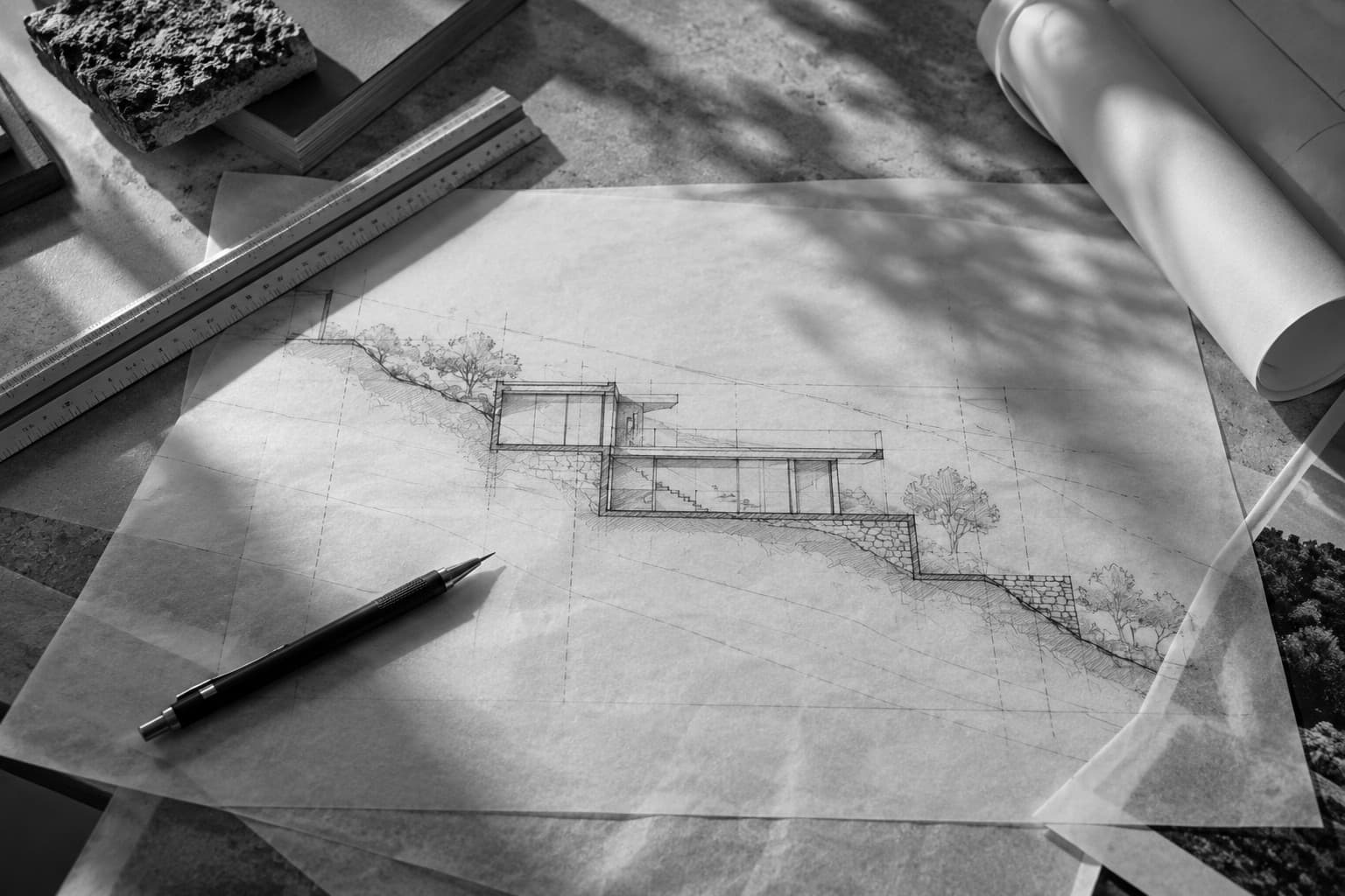 Coupe dessinée à la main sur calque